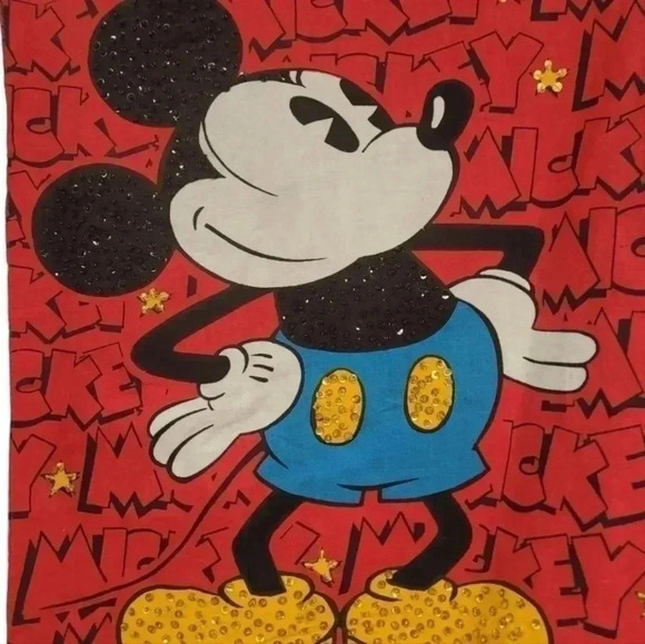 Mickey & Co , Upcycled  Denim Jacket Mickey Mouse Embellished Back Patch - Picture 5 of 10